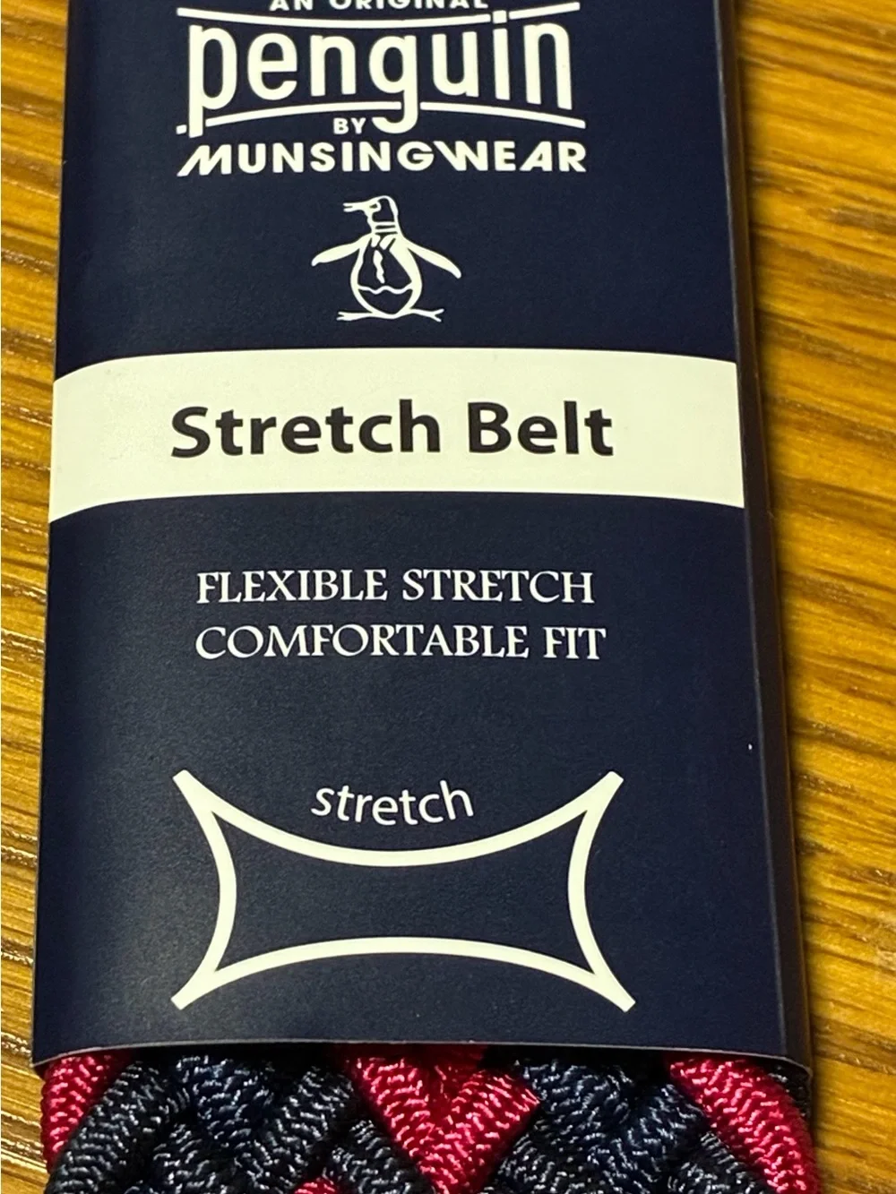 Original Penguin by Munsingwear Mens Braided Elastic Stretch Belt Red Blue Woven